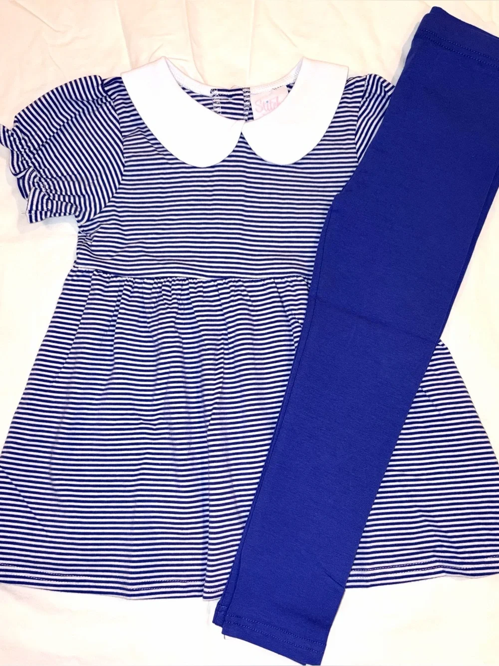 Stitchy Fish Erin Legging set in royal blue w/white collar sz4 T NWT